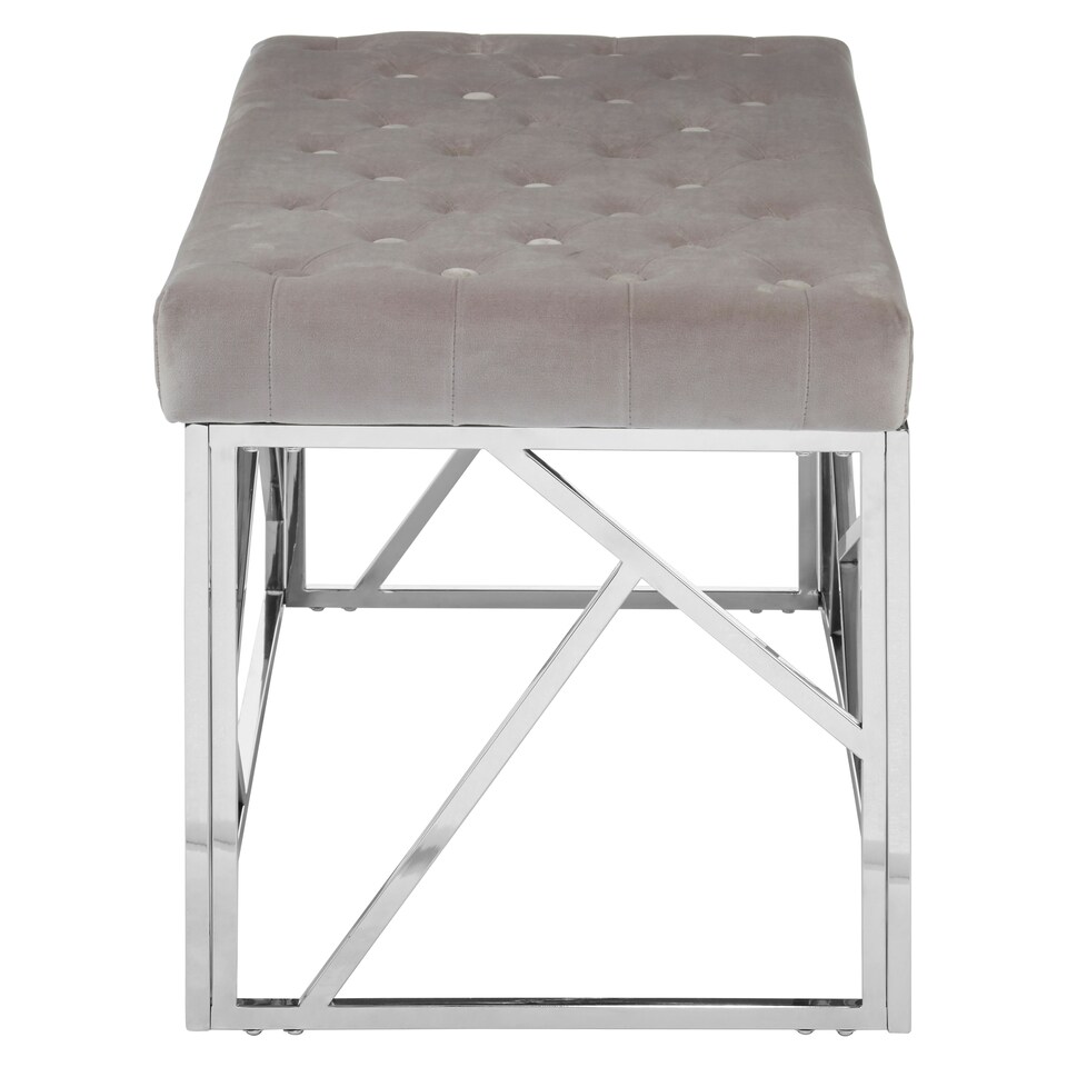 image 1 of Allure Mink Velvet Bench with Silver Finish Frame Silver