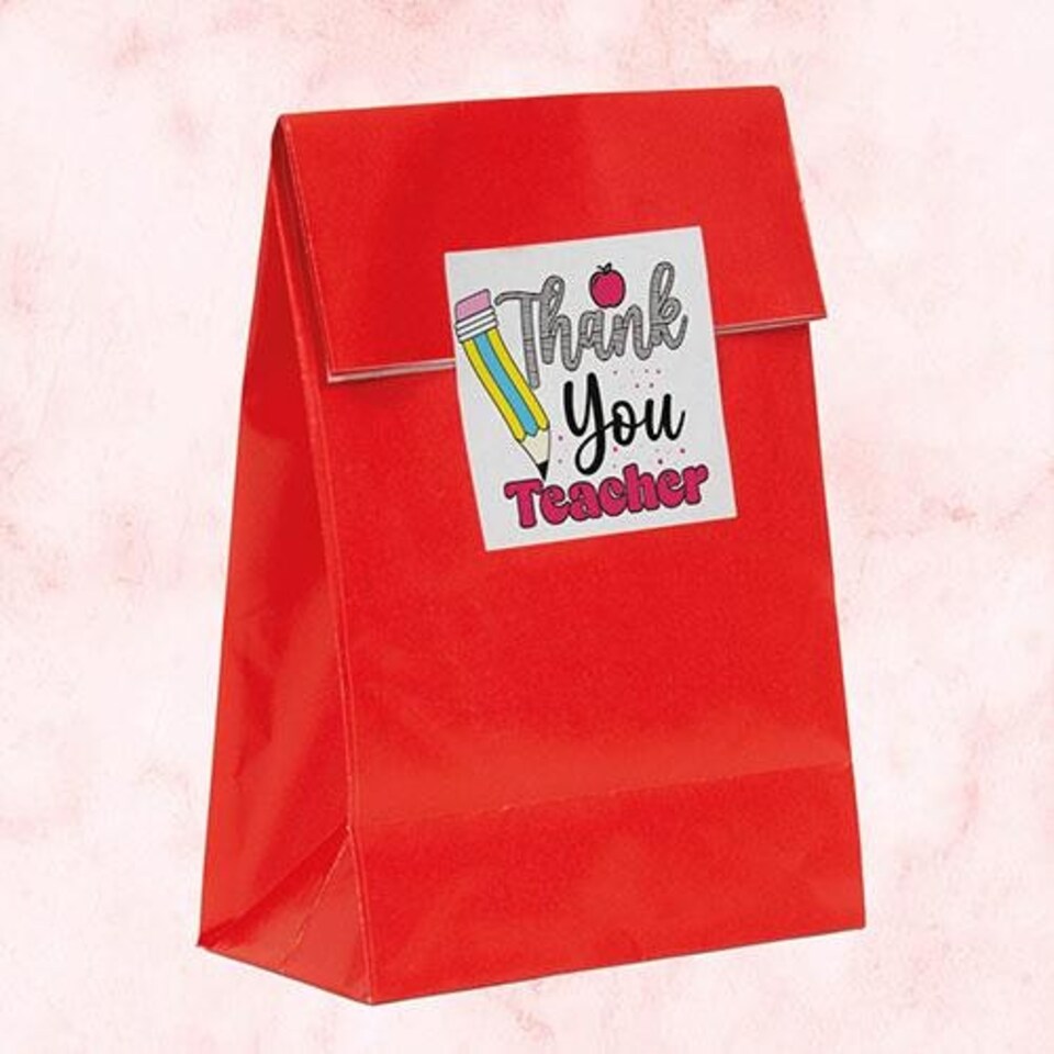 image 1 of Thank You Teacher Square Stickers 65mm - Sheet of 12