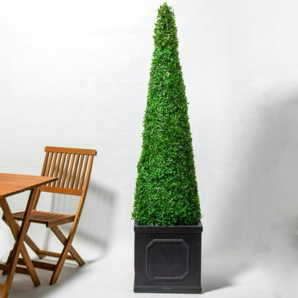 image 1 of Primrose XL Artificial Topiary Buxus Cone Obelisk Tree 140cm