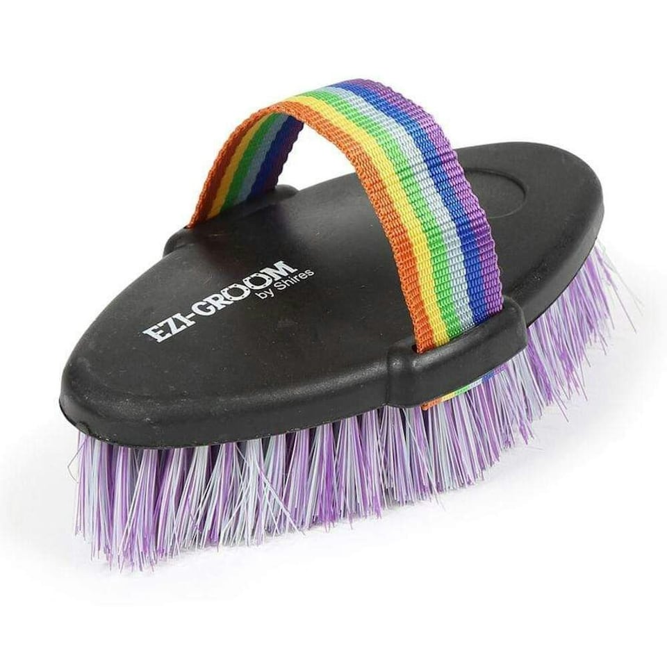 image 1 of Ezi-Groom Shape Up Horse Body Brush - Purple/Green - 35mm x 185mm x 95mm