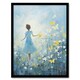 image 1 of Girl Wildflower Meadow Oil Soft Yellow Home Decor Black Framed Wall Art Print A4