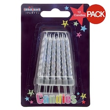 Apac Stripe Candles (Pack of 12) - Silver - One Size