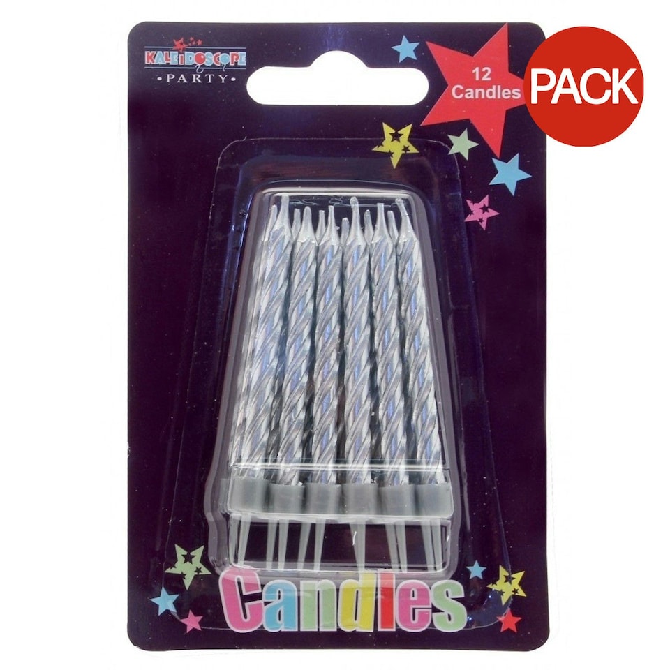 Apac Stripe Candles (Pack of 12) - Silver - One Size