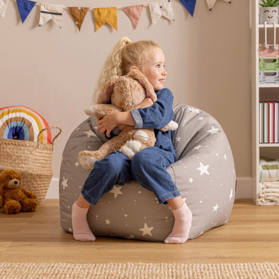 image 1 of icon Kids Starry Skies Bean Bag Chair Grey Childrens Bean Bags