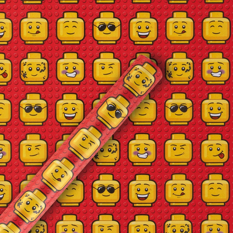 image 1 of Hallmark 6M Wrapping Paper - 3 X 2M Rolls - Lego Heads Design