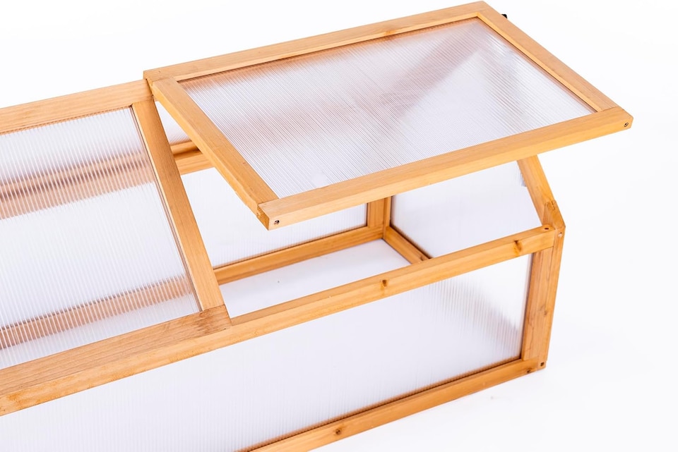 image 1 of Garden Gear Wooden XL Cold Frame Greenhouse, Polycarbonate Panels, Hinged Roof, Weather Protection | Brown | 1