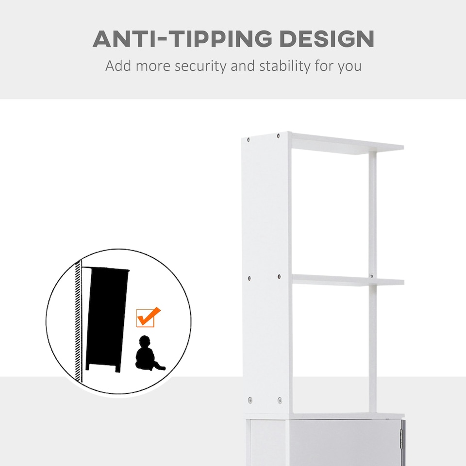 image 1 of HOMCOM Tall Bathroom Storage Cabinet with Shelf and Drawers, White, Grey