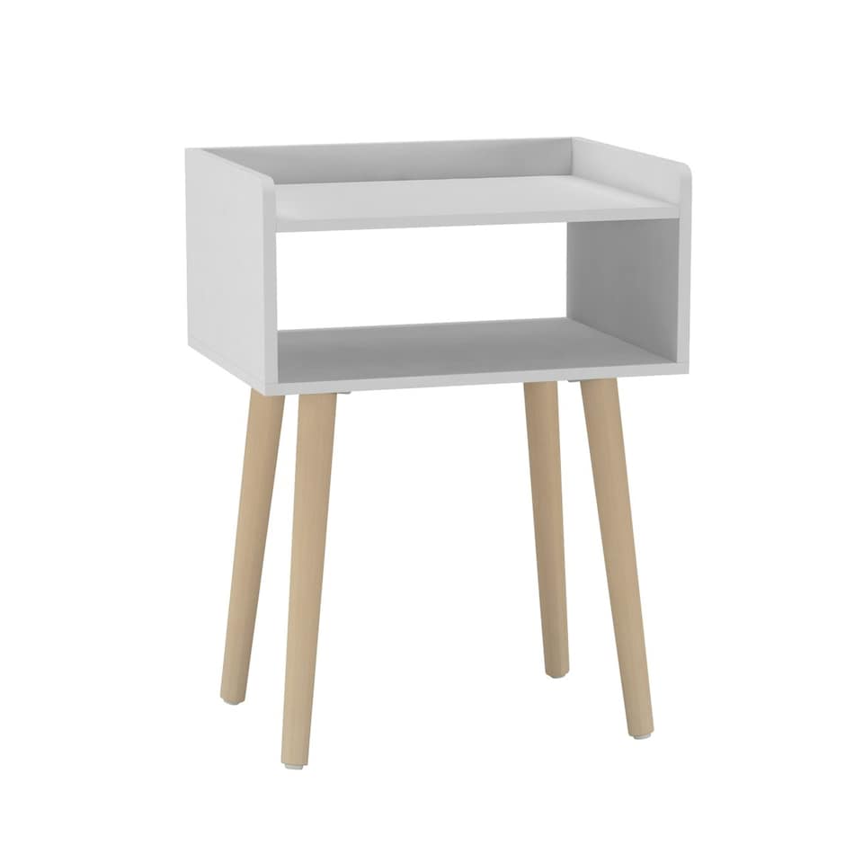 image 1 of Scandi Storage Side Table with Pine Legs White | Unit Colour: White