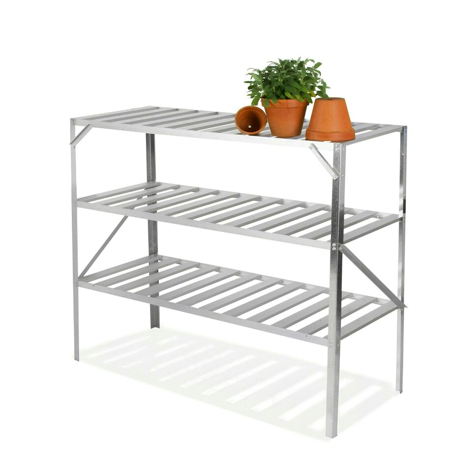 image 1 of Lacewing Traditional 3 Tier Greenhouse Staging Shelving Bench in Silver 126cm