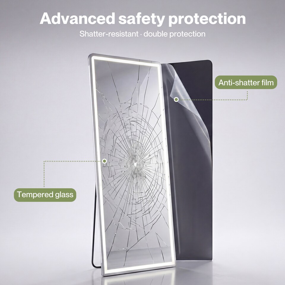 image 1 of Yezi Full Length Mirror 3 Color LED Touch Dressing Mirror 165x60cm with Dimming