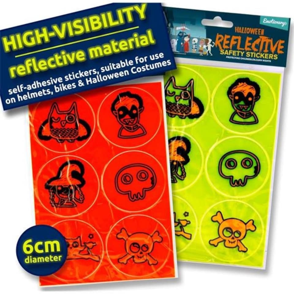 image 1 of Pack of 6 Halloween High-visibility Reflective Safety Stickers by Emotionery