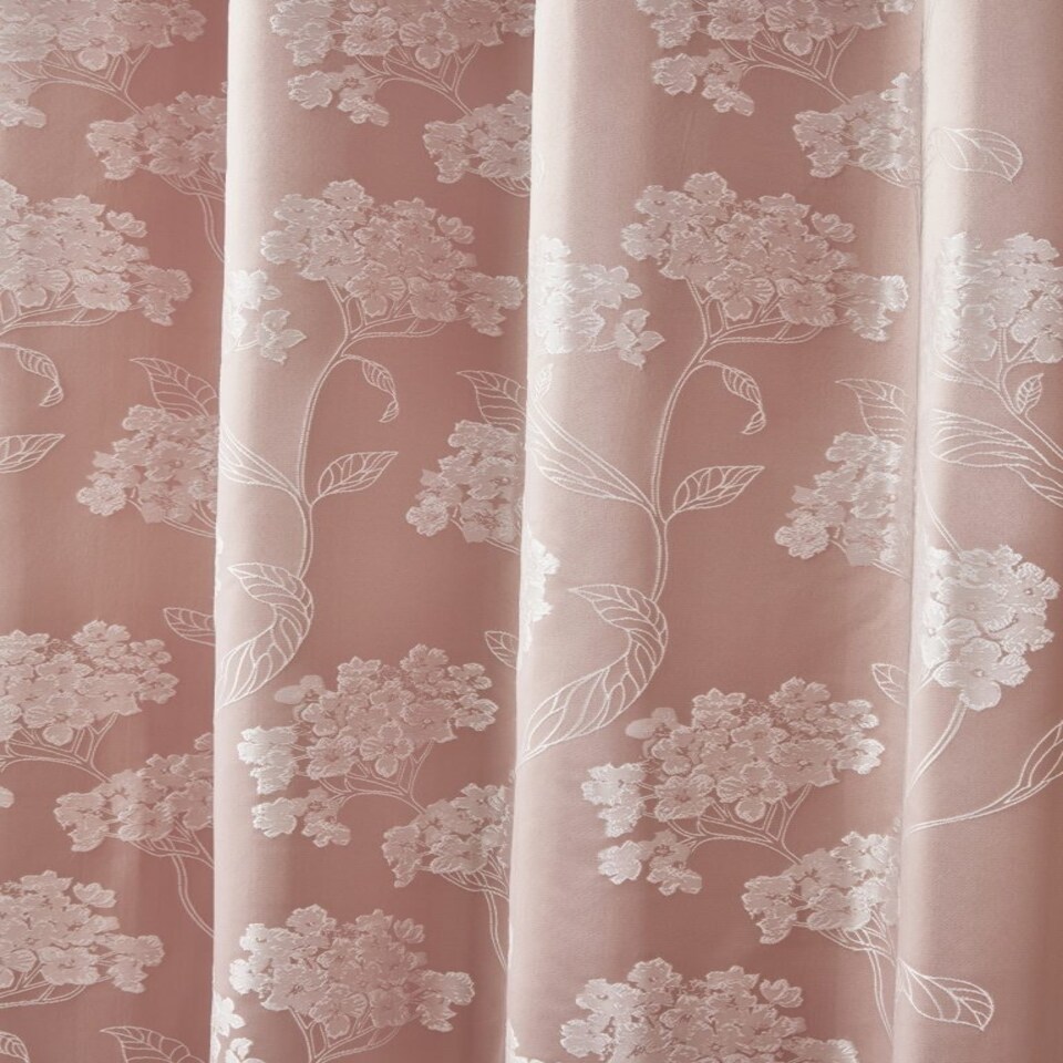 image 1 of English Garden Lined Eyelet Jacquard Curtains 116cm x 137cm Blush Pink | Pink | Pink