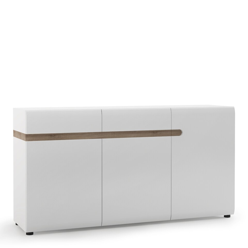 image 1 of Chelsea Living 2 Drawer 3 Door Sideboard in White with a Truffle Oak Trim