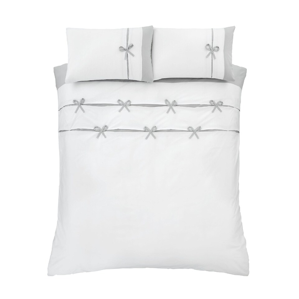 image 1 of Milo Bow Duvet Cover Set | White