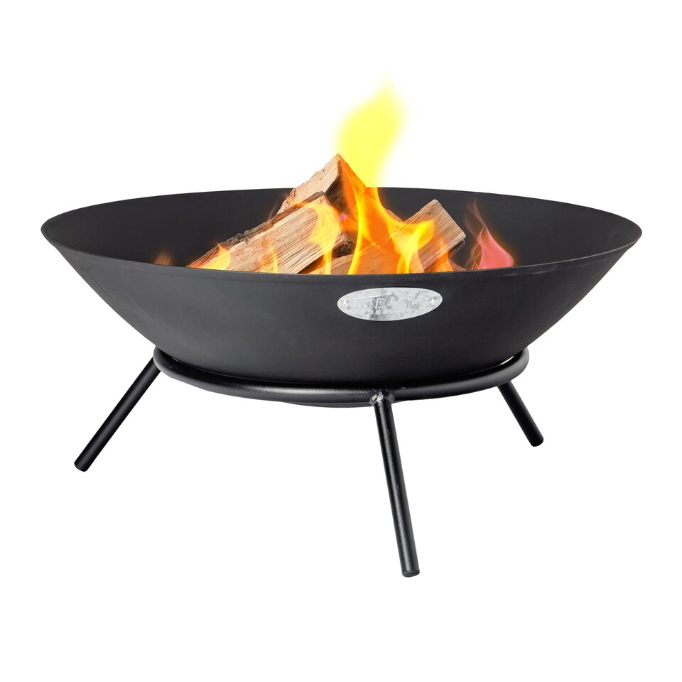 image 1 of Harbour Housewares 56cm Steel Fire Pit - Outdoor Garden Patio Fire Bowl Brazier Heater Stove for Wood Log Charcoal Burning