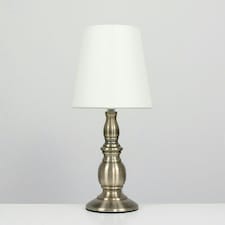 ValueLights Pair Of Vintage Traditional Antique Brassed Touch Table Lamps With Cream Shade Gold