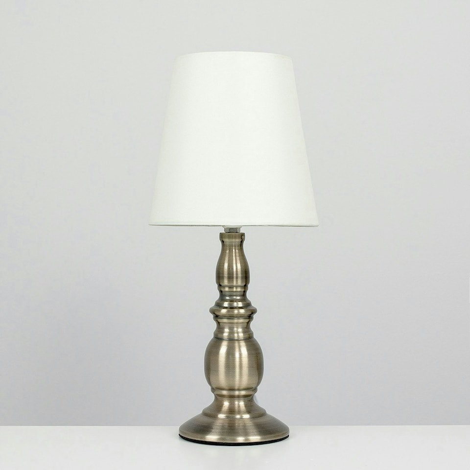 image 1 of ValueLights Pair Of Vintage Traditional Antique Brassed Touch Table Lamps With Cream Shade Gold