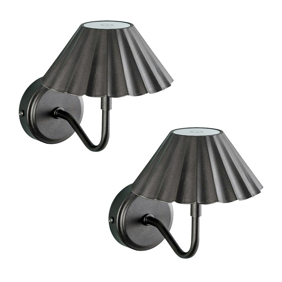 image 1 of ValueLights Avery Set of 2 - Easy Fit Rechargeable Wall Light - Black