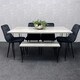 image 8 of Grey Dining Table with Hairpin Legs, Bench & 4 Black Velvet Chairs Set for Kitchen & Dining Room Grey
