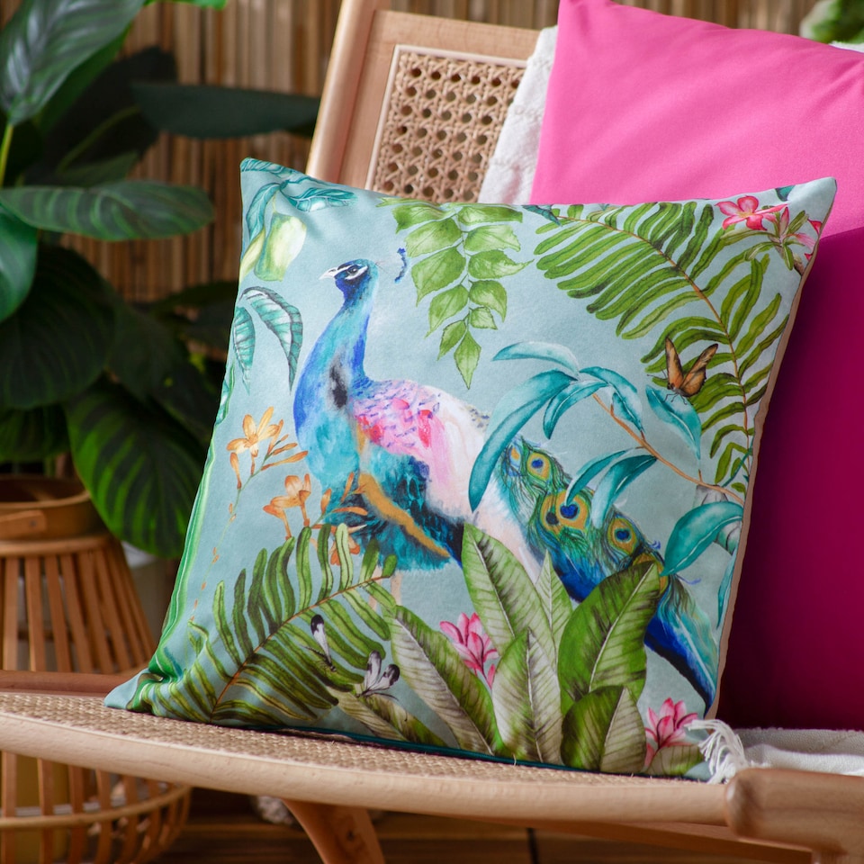 image 1 of Evans Lichfield Peacock Outdoor Cushion