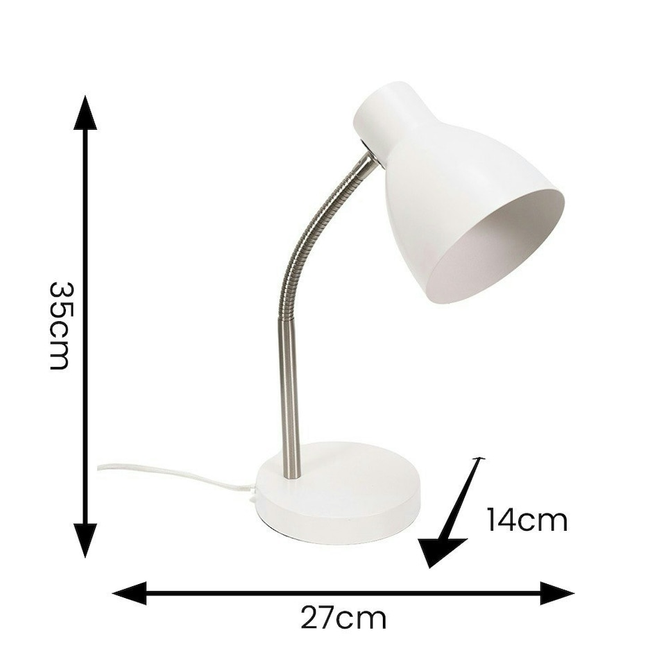 image 1 of ValueLights Keela White Adjustable Flexi Neck Desk Table Lamp