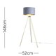 image 2 of ValueLights Aero Modern Gold Hairpin Design Tripod Floor Lamp with Grey/Gold Drum Shade - Includes 6w LED GLS Bulb 3000K