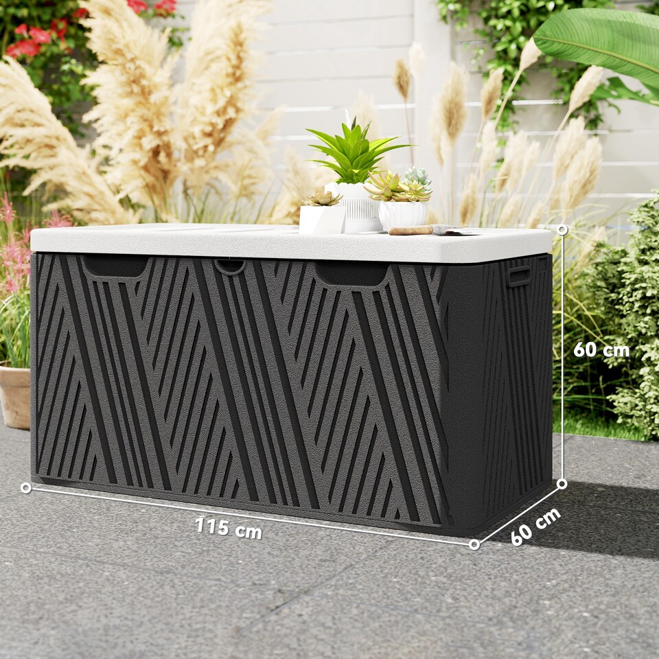 image 1 of Outsunny 380L Garden Storage Box Outdoor Storage Box Waterproof with Lockable Lid and Moulded Handles, Double-Layer HDPE Deck Box, 115 x 60 x 60 cm