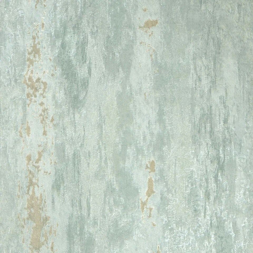 Sample of Nova Metallic Wallpaper in Duck Egg Green and Silver Multi
