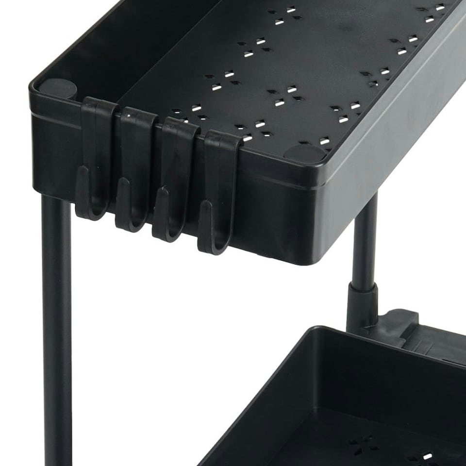 image 1 of Living and Home Multi-functional Plastic Pull Out Kitchen Storage Rack | Black