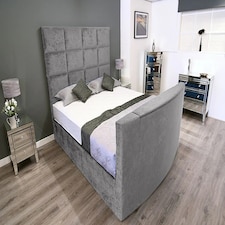 Lurvi Plush Silver Double TV Bed Frame - Silver