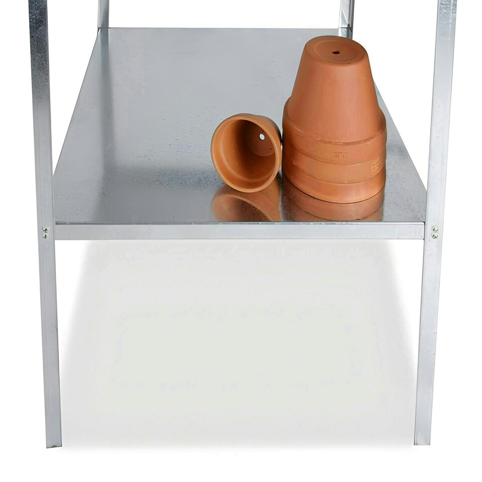 image 1 of Lacewing Traditional 2 Tier Greenhouse Square Workstation Staging Silver 60cm