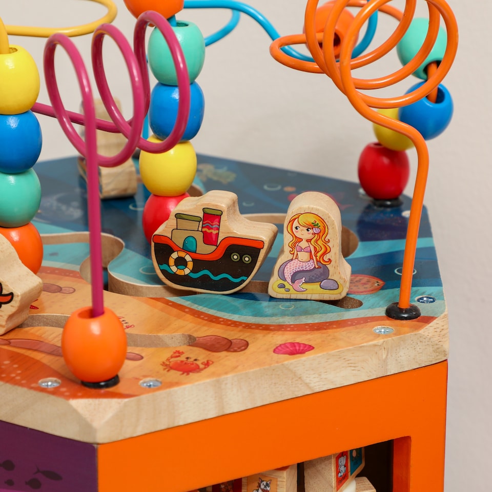 image 1 of AIYAPLAY Wooden Activity Cube for Toddlers 18 Months with Bead Maze