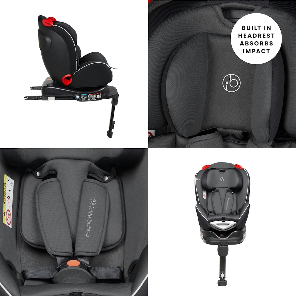 image 1 of Radial Group 0+/1/2 Car Seat, Suitable from Birth to 25kg (Approx. 7 Years), 360 Degree Rotating Design, Easy Access & Integrated ISOFIX Base (Grey/Black)