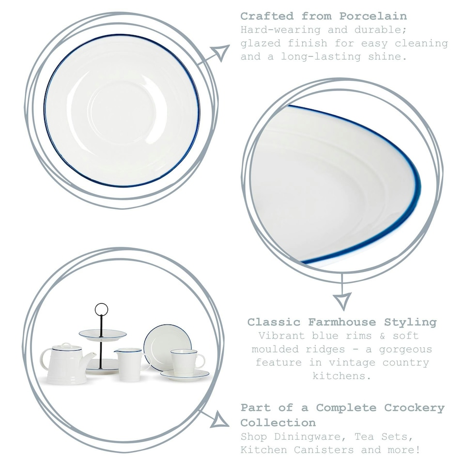 image 1 of Nicola Spring White Farmhouse Serving Bowls - 18cm - Pack of 6 White