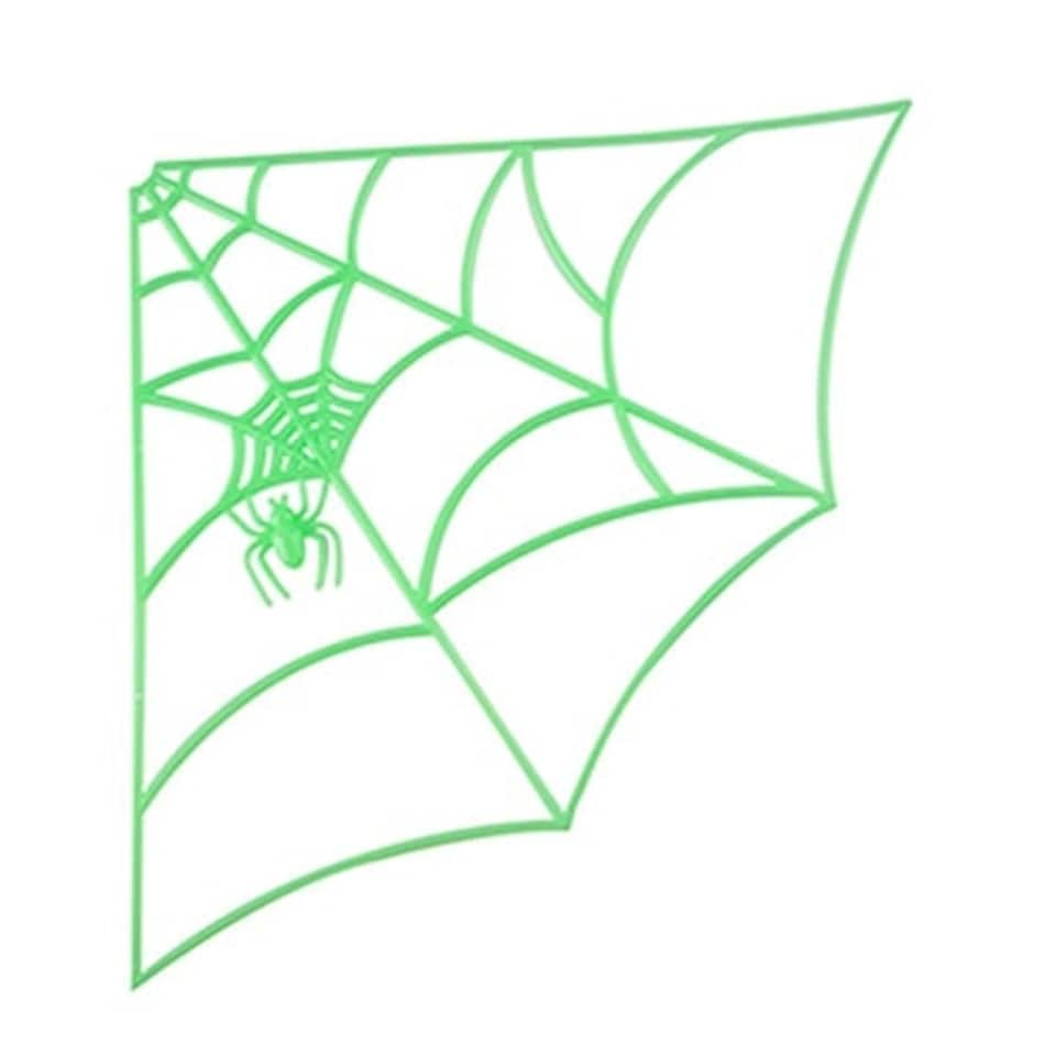 Glow In The Dark Large Spider's Web Halloween Decoration 31cm