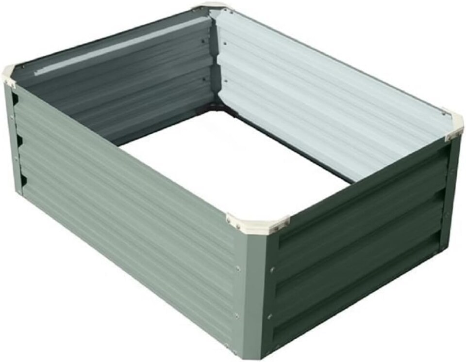 image 1 of Garden Metal Raised Vegetable Planter in Sage Green Outdoor Flower Trough Herb Grow Bed Box 3 Sizes Small 60x60cm Medium 80x60cm Large 120x90cm (Medium 80x60cm x1) | Green