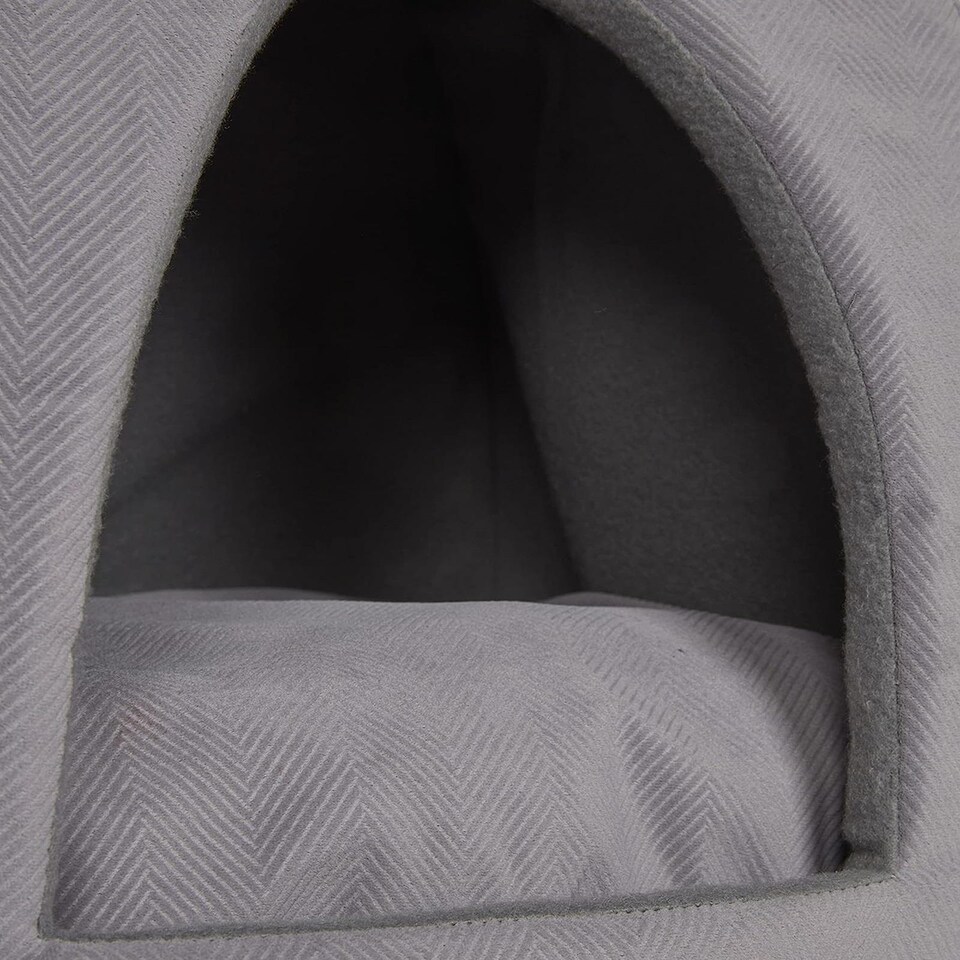 image 1 of Grey Small Pet Dog Cat Bed Folding Dome Pod Puppy Kitten Igloo Cave Tent House