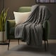 image 2 of Chunky Ribbed Mink Throw Ultra Soft Warm Elegant Blanket for Sofa Or Bed | Grey
