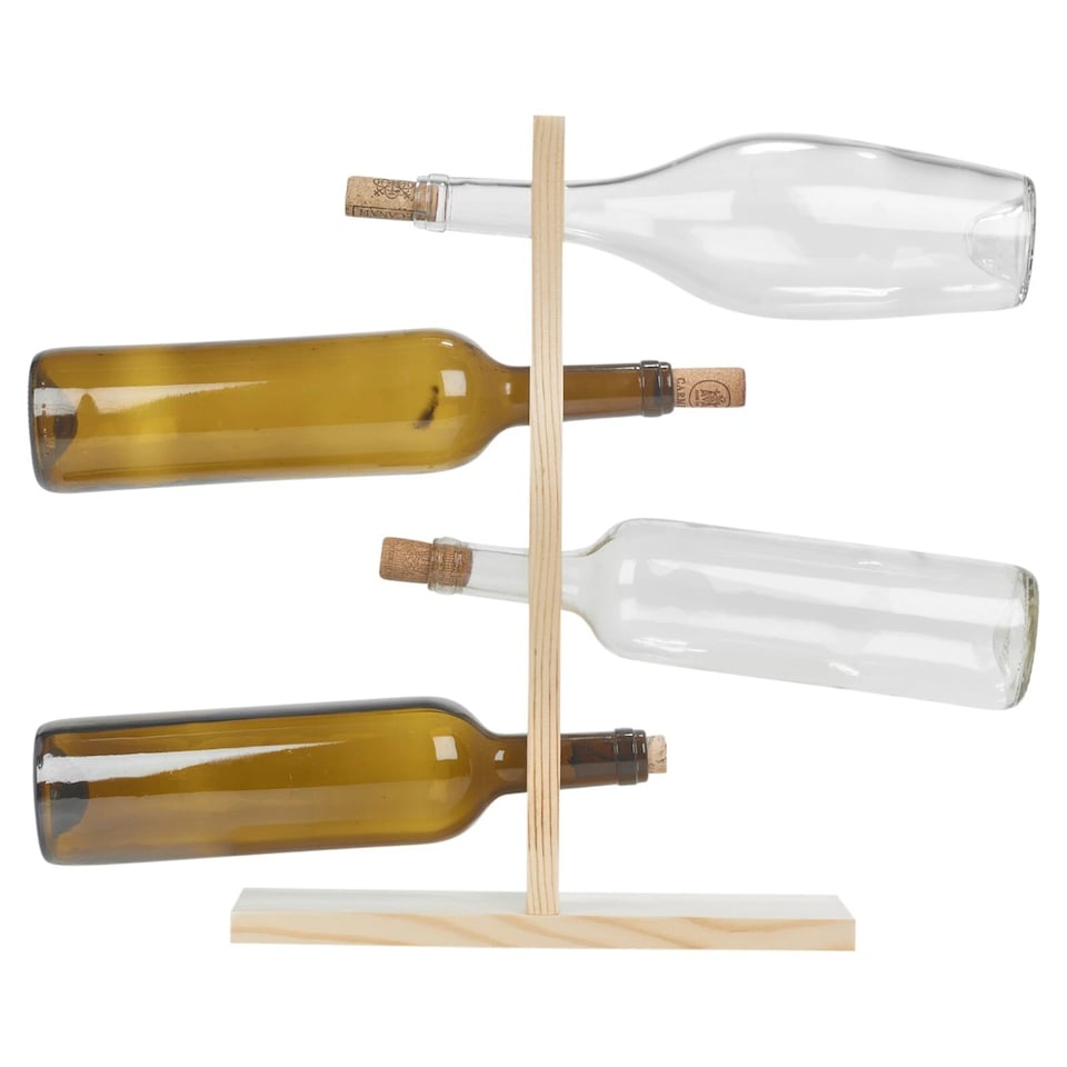 image 1 of 4 Bottle Wooden Wine Rack Free Standing Insert Kitchen Countertop Storage Holder
