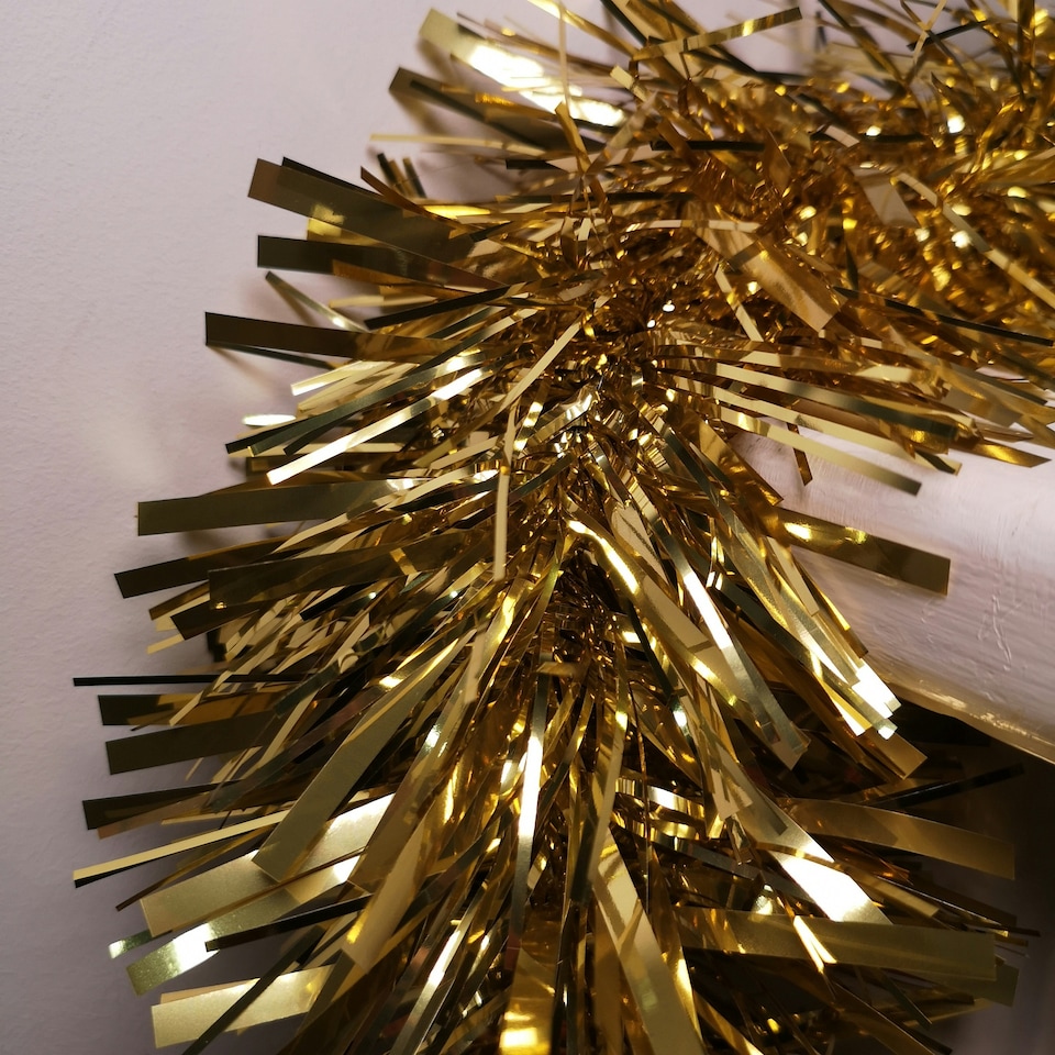 image 1 of 10m x 15cm Luxury Chunky Cut Tinsel Garland Christmas Tree Decoration - Gold