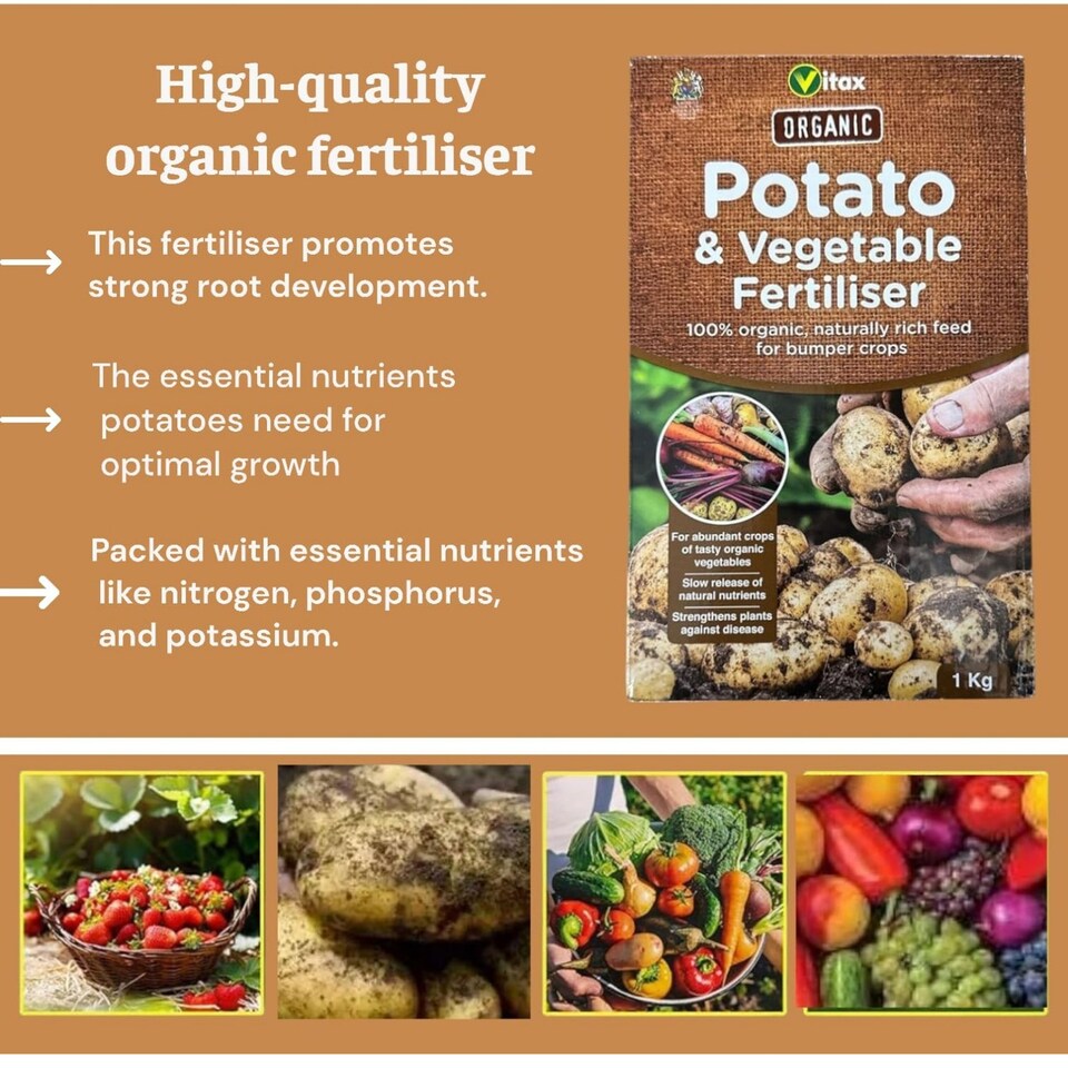 image 1 of Vitax Organic Potato Fertiliser 1Kg Slow Release Plant Food for Strong Growth and High Yield Potatoes and Vegetables