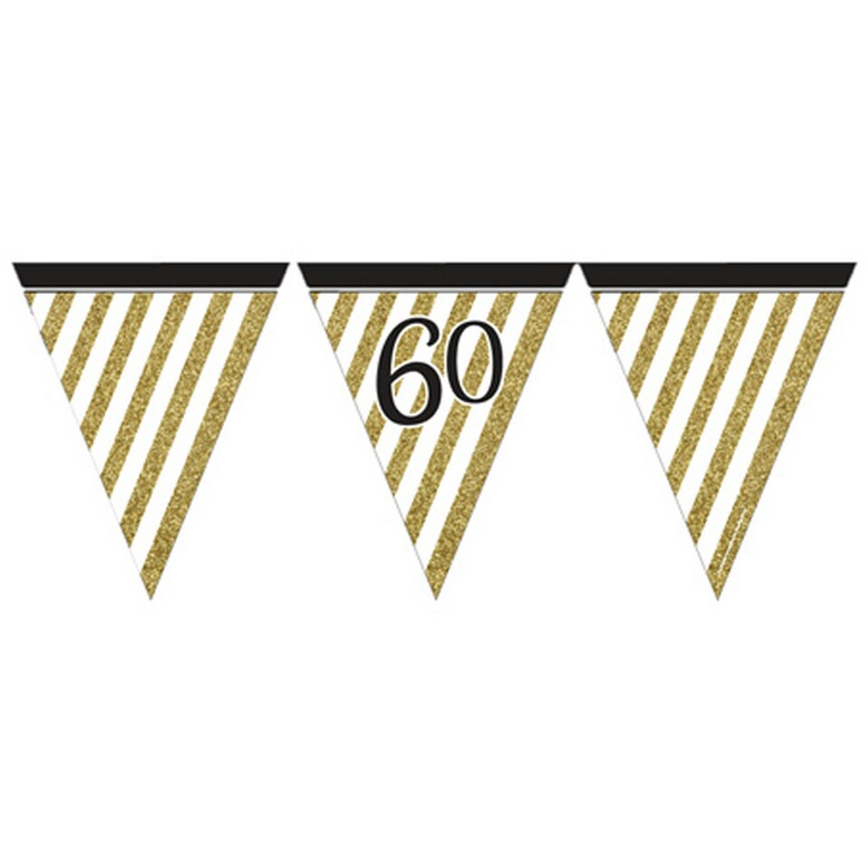 image 1 of Creative Party Black And Gold Milestone Paper Flag Bunting - Black/Gold - 40