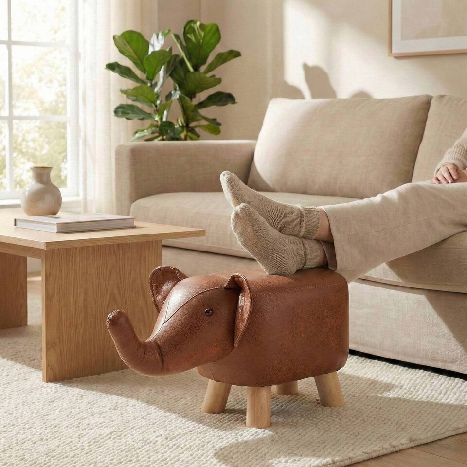 image 1 of Children's Elephant Stool Seat | Brown | 1