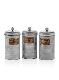 Stone Collection Coffee, Tea, And Sugar Canister Set - 22 cm (H) x 11 cm (Dia)
