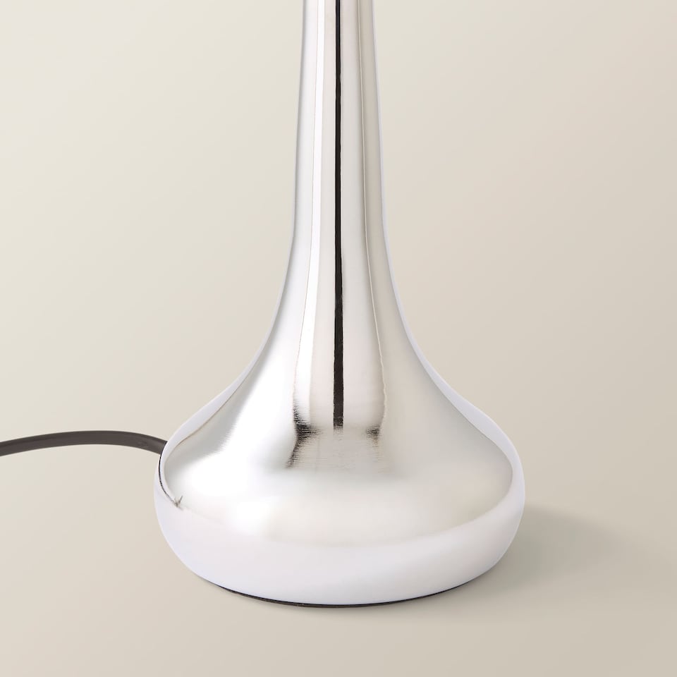 image 1 of ValueLights Teardrop Pair Chrome Touch Table Lamps Navy Shade | Black