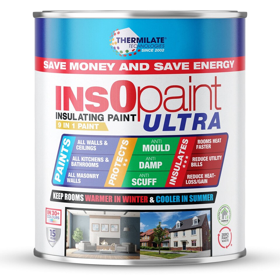 image 1 of InsOpaint ULTRA - 9 IN1 Interior & Exterior Paint-  Insulating & Energy Saving Interior Walls & Ceilings - Matchstick - 1L