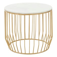 Interiors by Premier White Marble Top Coffee Table, Gold Finished Open Frame Marble Coffee Table, Hallway Console Table for Home White