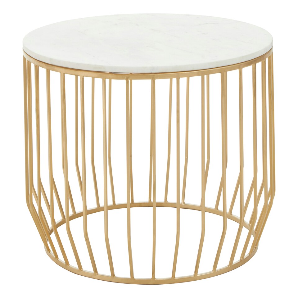 image 1 of Interiors by Premier White Marble Top Coffee Table, Gold Finished Open Frame Marble Coffee Table, Hallway Console Table for Home White