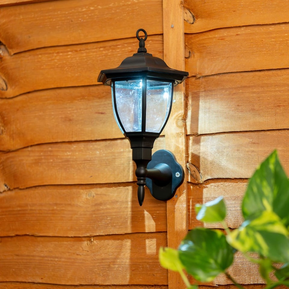 image 1 of ValueLights Set of 2 Mayfair Black Outdoor Solar Wall Light | Black