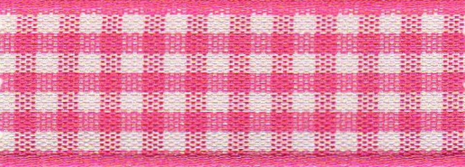 Berisfords 72 Shocking Pink 10mm Gingham Ribbon (Value Roll) for Dressmaking - per 20 metre roll
